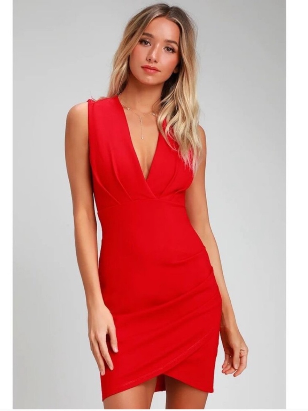 Lulus Cocktail Hour Red Wrap Dress VD5697 L